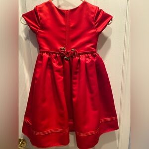 Elegant Red Satin Dress with Rose Accents